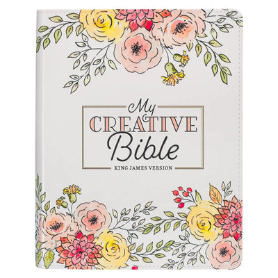 Pearlized White Floral Faux Leather Kjv My Creative Bible