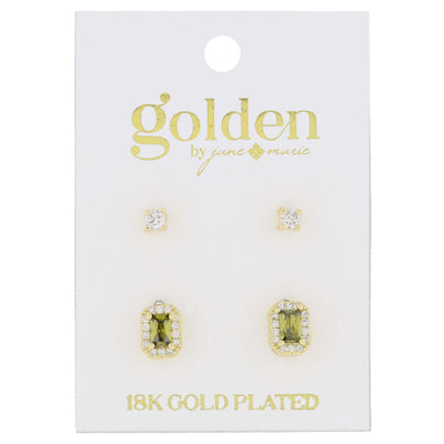 Golden Birthstone Earring Set