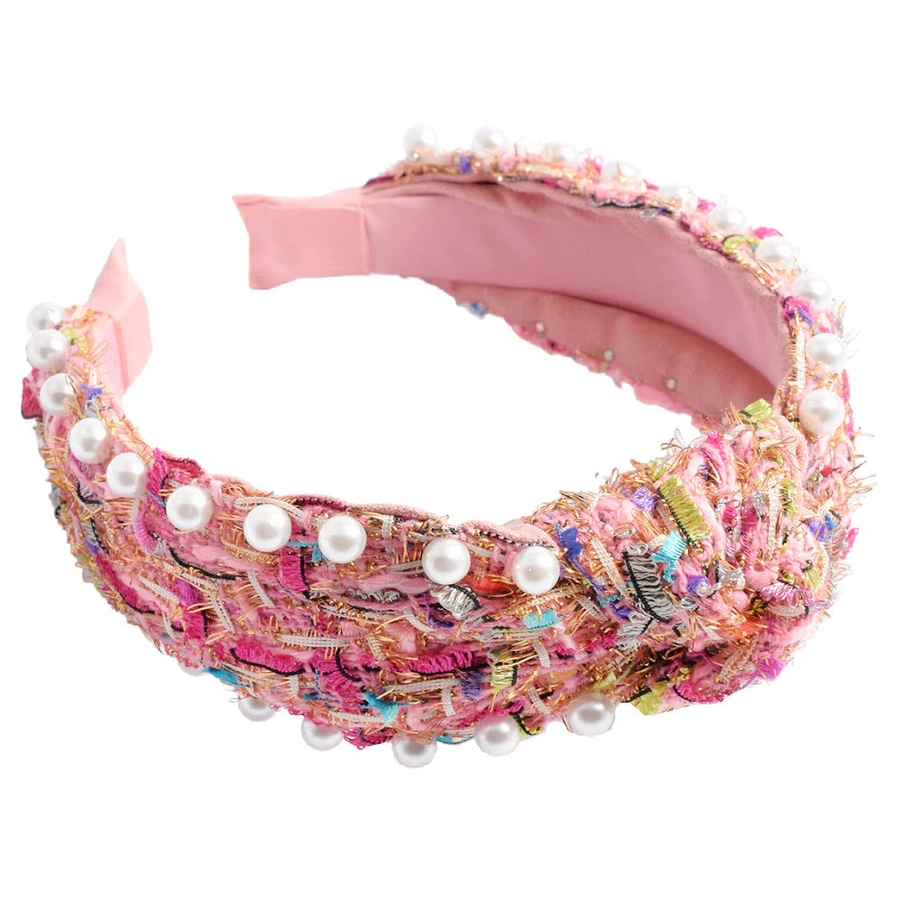 Headbands Of Hope It Girl Pearl Headband Pink